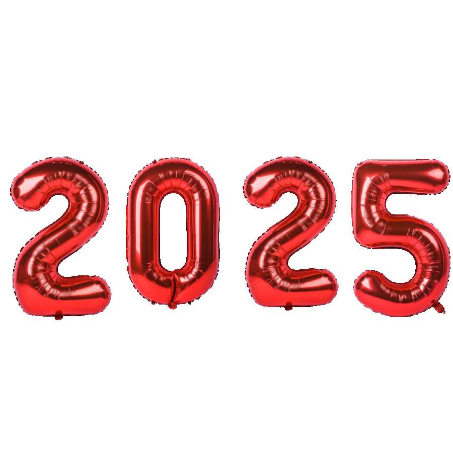 Happy New Year 2025 Red Balloons HD PNG