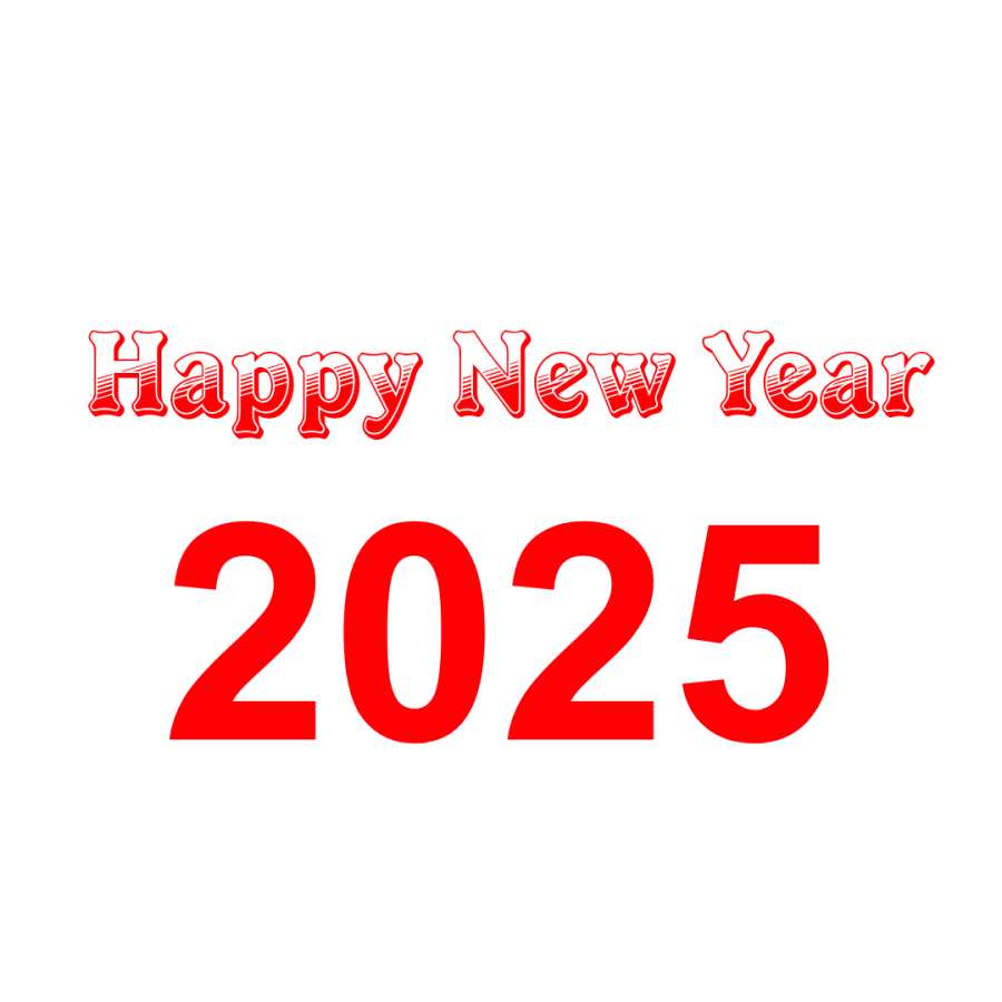 Happy New Year 2025 Red Text PNG