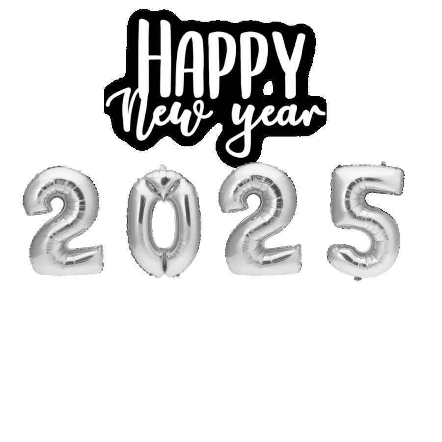 Happy New Year 2025 Silver Number PNG