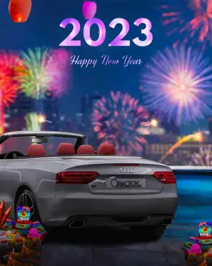 Happy New Year Car 2023 Editing Background