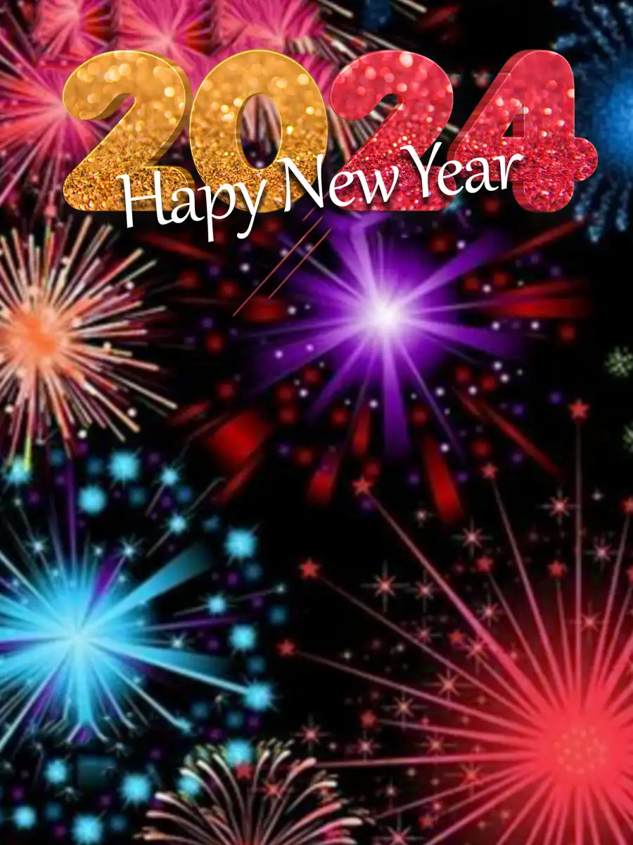 Happy New Year Editing  2024 Fireworks In The Sky HQ Background