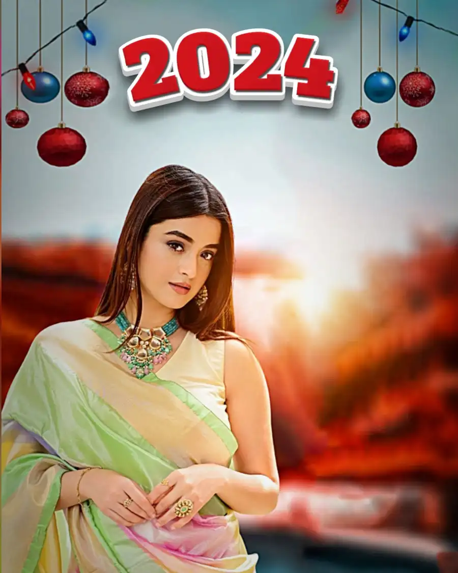 Happy New Year  Girl In Saree Picsart HD 2024 Background