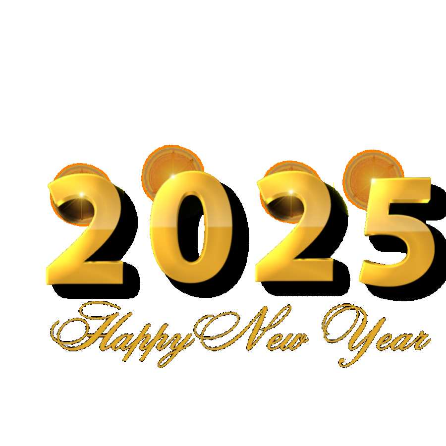 Happy New Year Glowing Golden 2025 PNG (