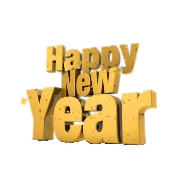 Happy New Year Gold Yellow Logo PNG Images