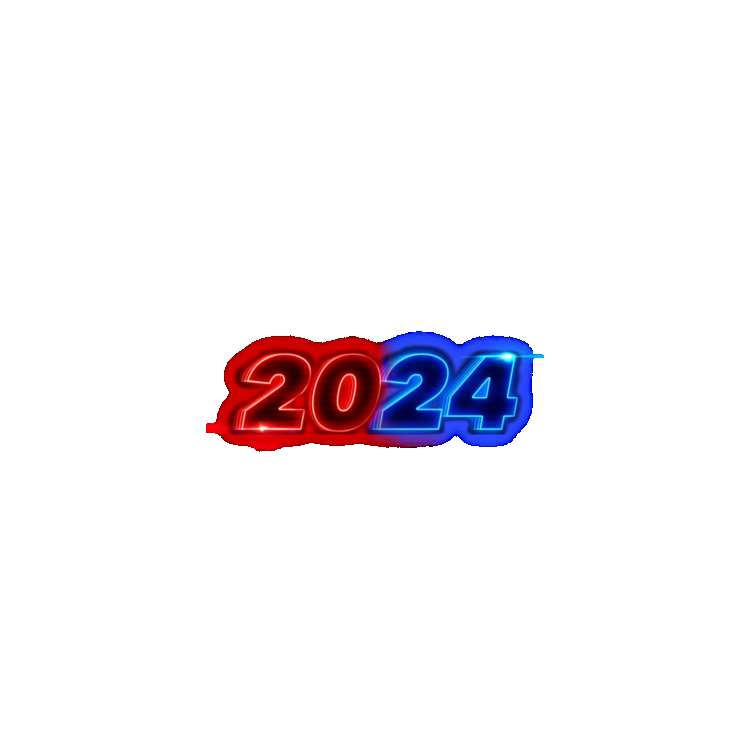 Happy New Year Red And Blue 2024 PNG Images