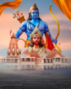 Happy Ram Navami Big Size Ram Ji ANd Hauman Ji Background