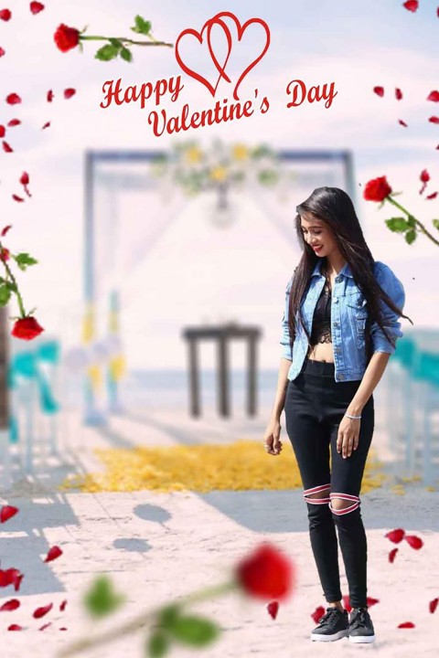 Happy Valentine Day Photo Editing Background With Girls