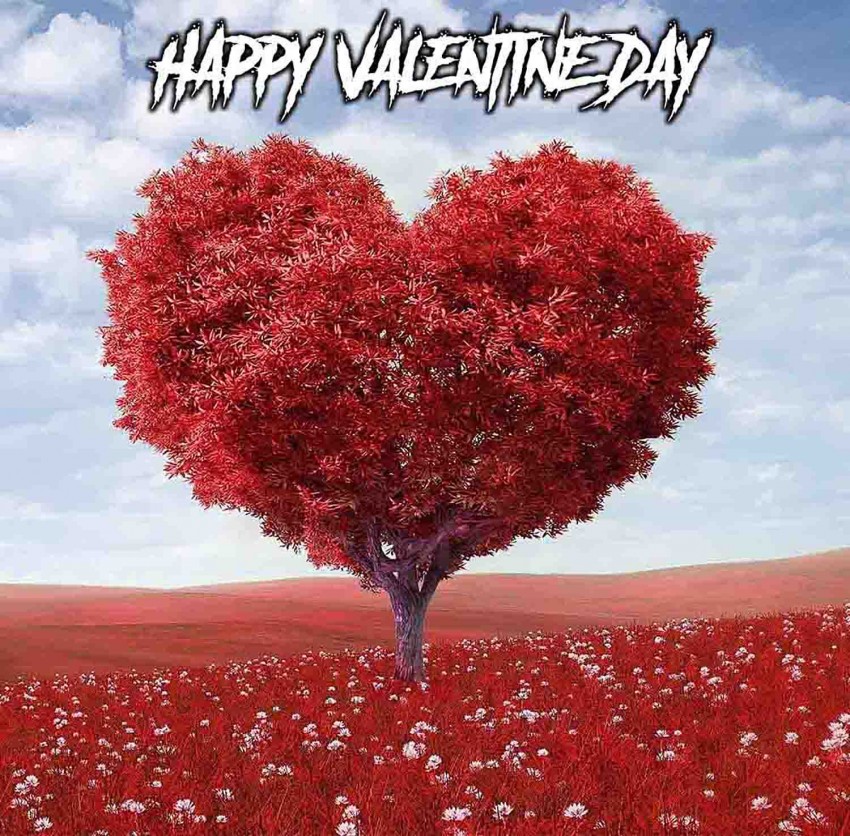 Happy Valentine Day Photo Editing Background With Tree