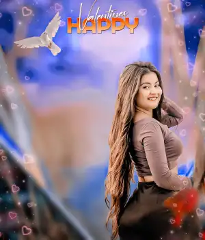 Happy Valentine Day Smiley Girl CB Editing Background