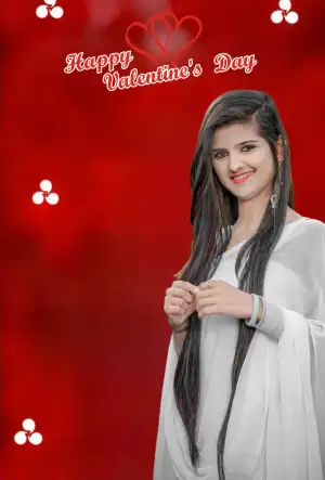 Happy Valentine Day Smiling Girl Editing Background