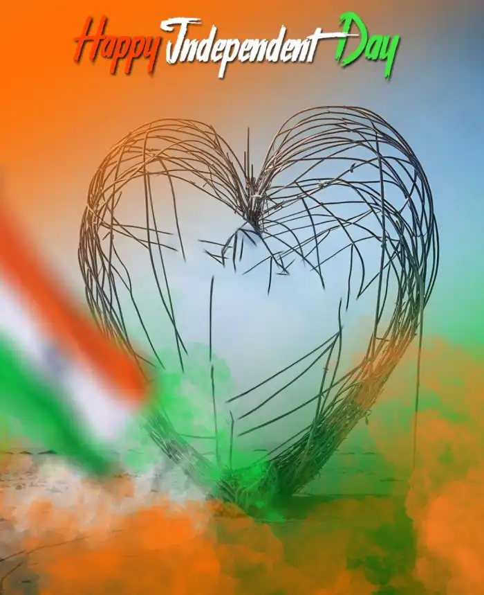 Heart Independence Day 15 August Photo Editing Background