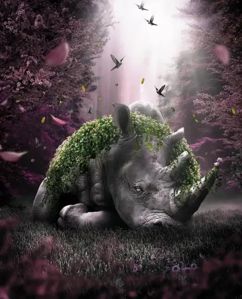 Hippo In Forest Photo Editing Background Download