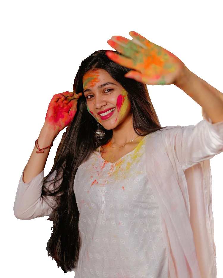 Holi Girl Wearing A White Dress PNG Images