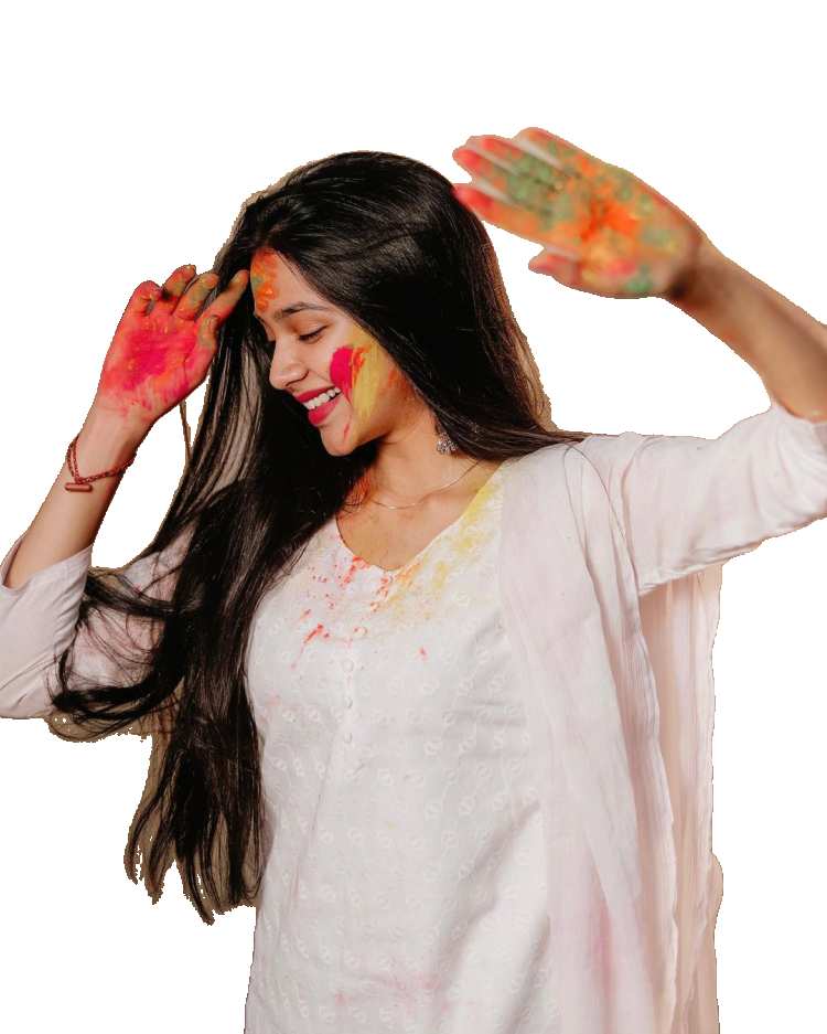 Holi Girl With A Color In The Hair PNG Images