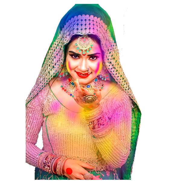 Holi  Girl With A  Colorful Dress PNG Images