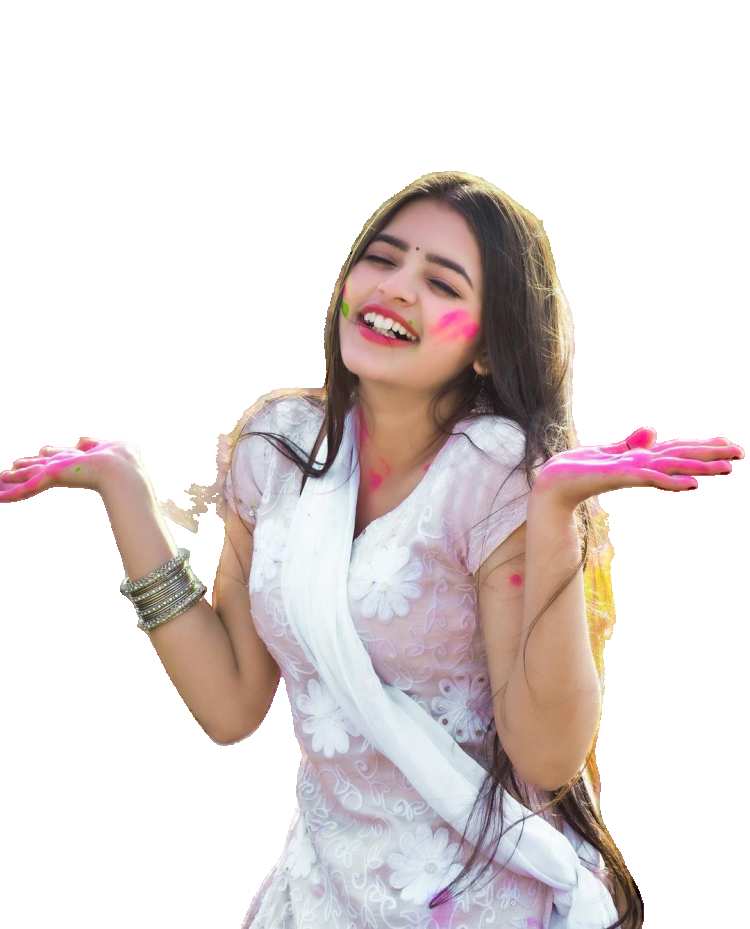 Holi Girl With A Pink And White PNG Images