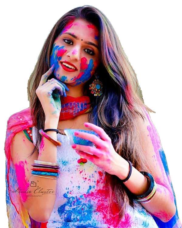 Holi Girl With Colorful Hand PNG Images