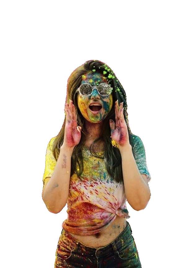 Holi  Girl With Colorful Paint On The Face PNG Images