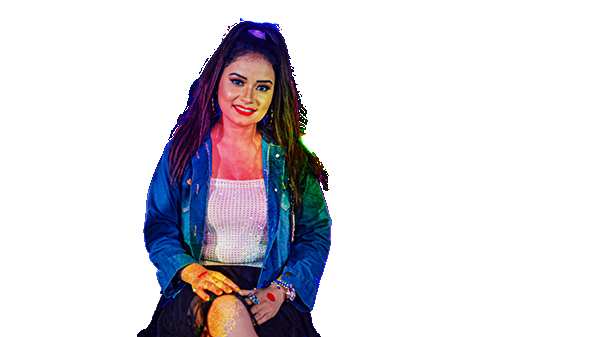 Holi  Girl With Purple Hand Sitting PNG Images