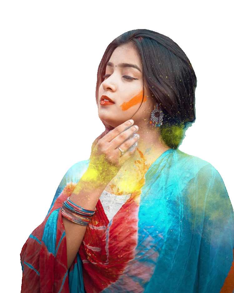 Holi Girl With The Hand On The Face Color  PNG Images