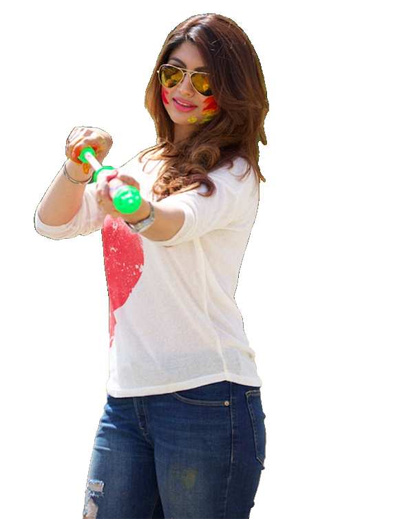 Holi Girl Woman With Glasses And A White Shirt  PNG