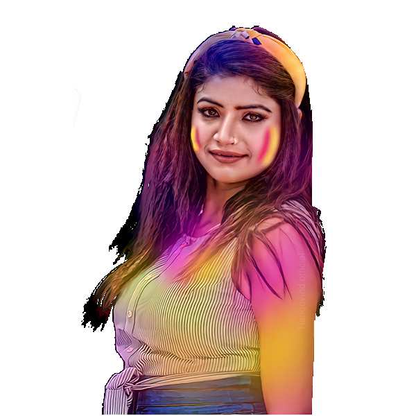 Holi Woman With Purple Hand Color  PNG Images