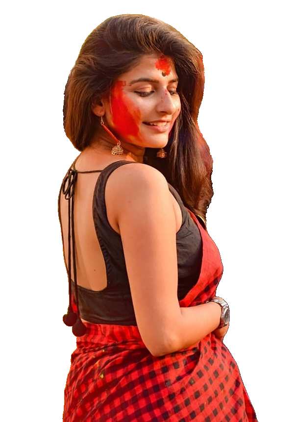 Holi  Woman With Red Saree  PNG Images