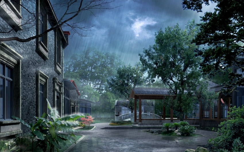 Home Outdoor Rain HD Background Download