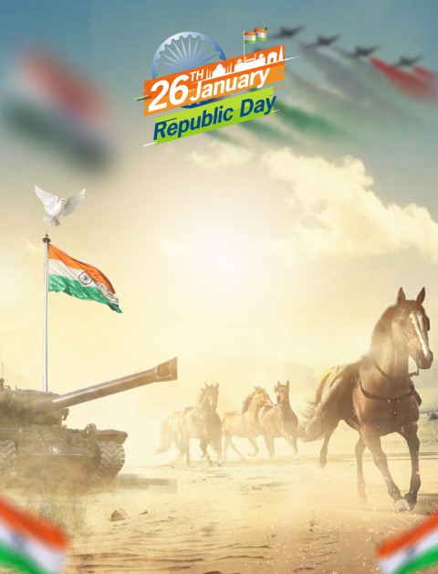 Horses 26 January Republic Day Editing Background