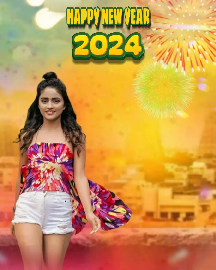 Hot Girl Happy New Year 2024 Background  Free