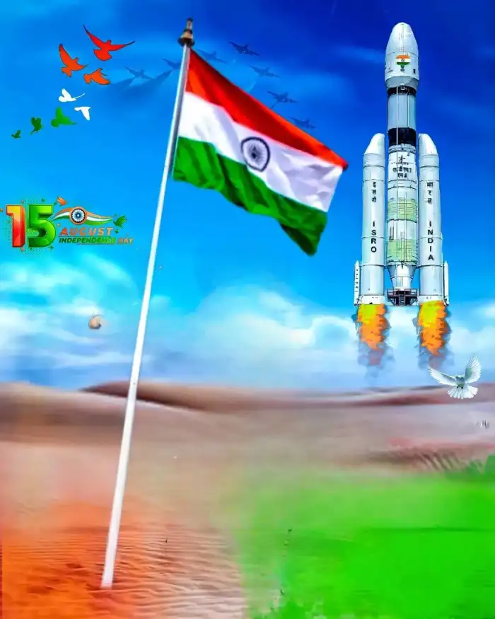 Independence Day 15 August Editing Moon Mision Rocket Background