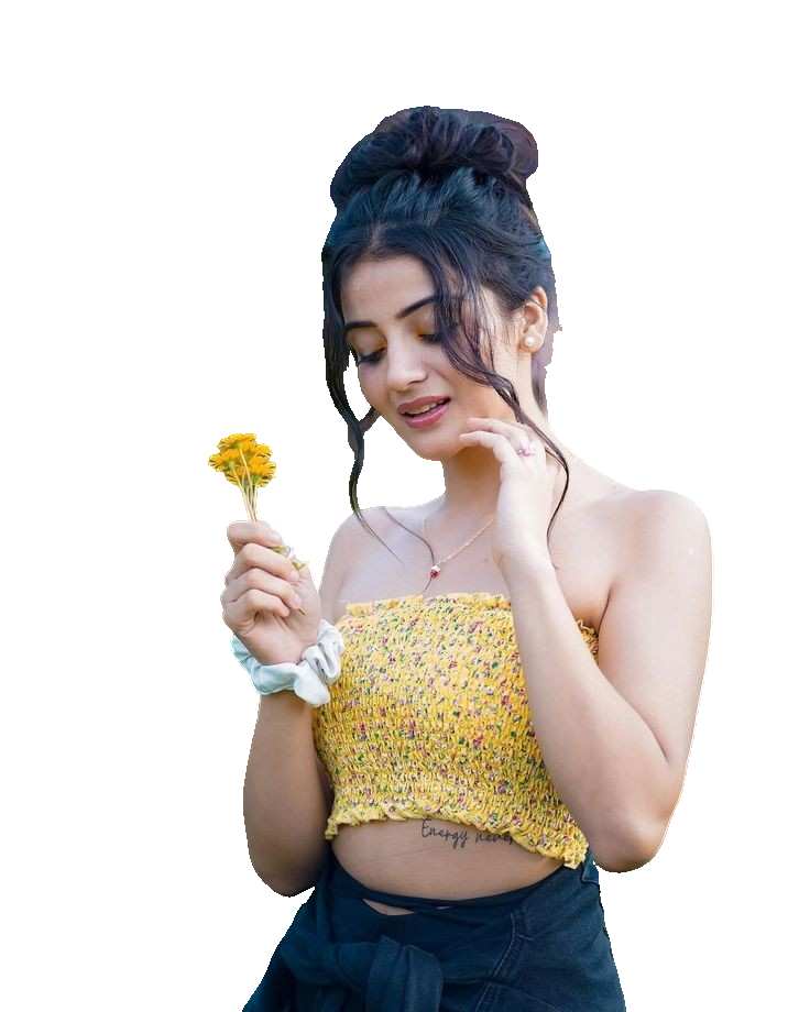 Indian Girl Holding A Flower PNG Images