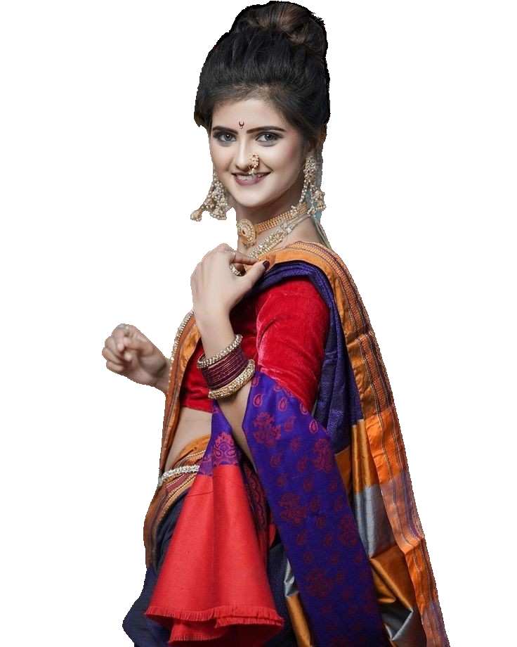 Indian Girl Womain In Saree Long Hair PNG Images Download