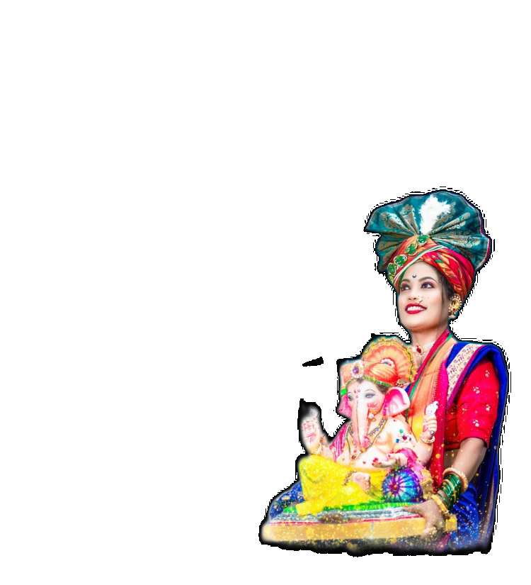 Indian Woman Girl Holding A Ganesha Statue PNG Images