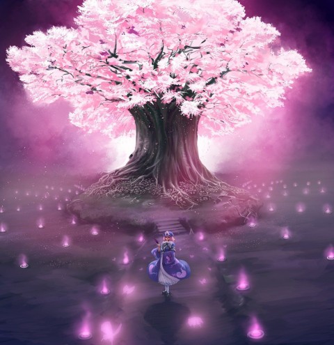 Japan Anime Tree Background HD Download