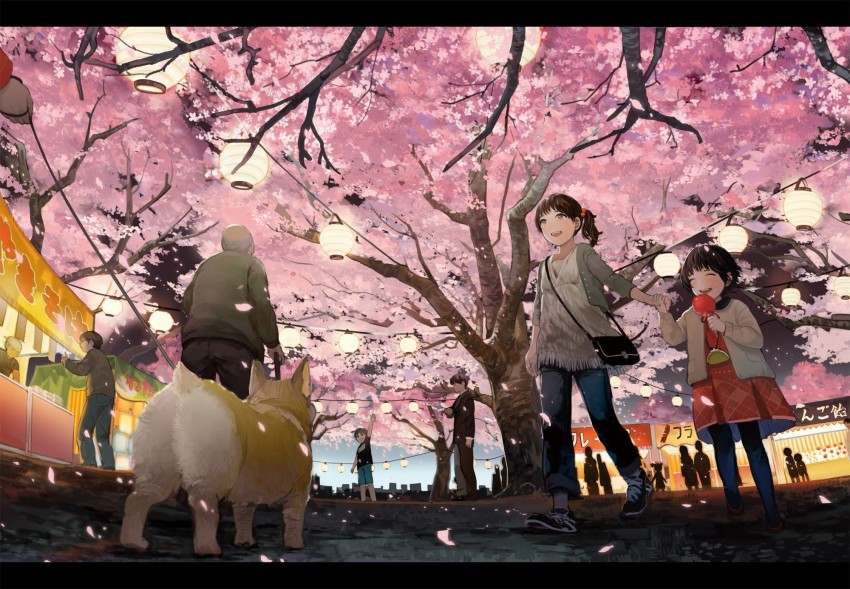 Japan Anime Tree Background HD Download