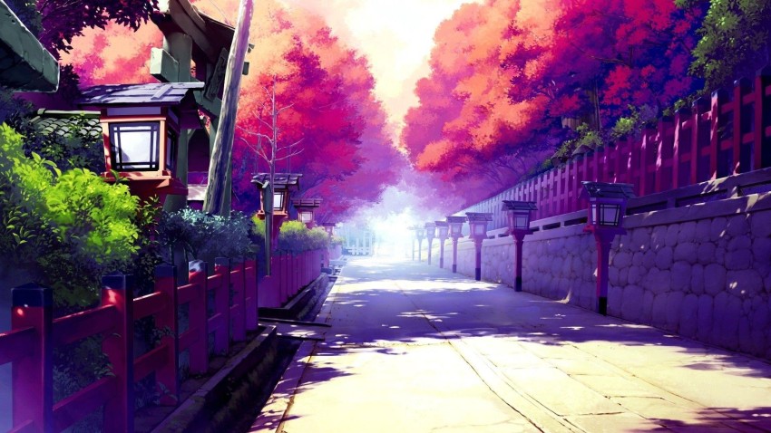 Japan Anime Tree Background Wallpaper HD Download