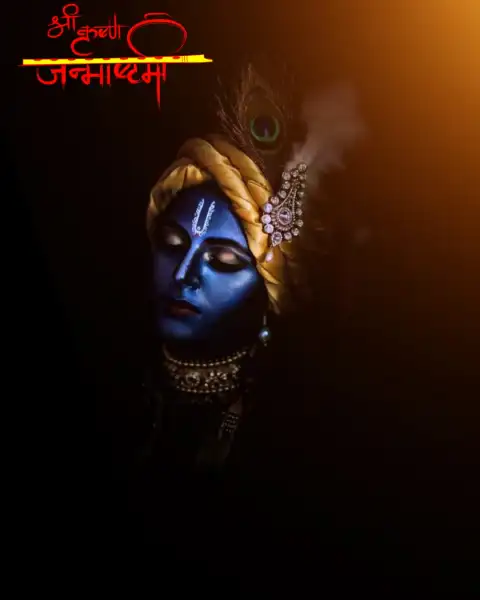 Krishna Blue Face Janmashtami Editing Background