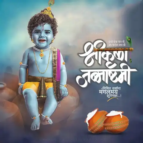 Krishna Janmashtami Banner Background Full HD Download