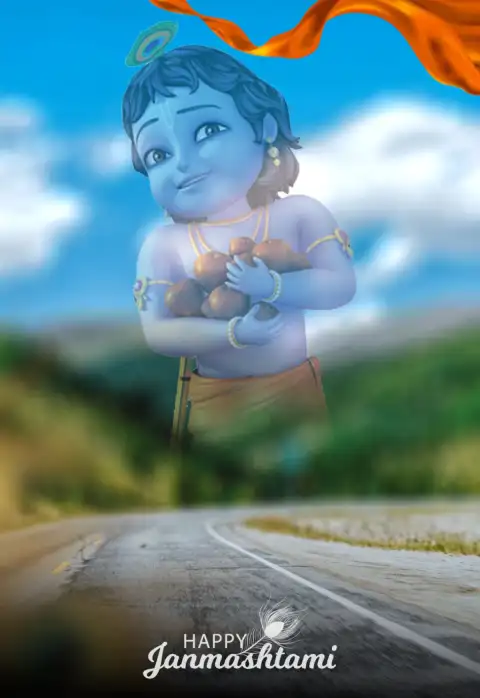 Krishna Janmashtami Editing Road Blue Sky CB Background HD Images