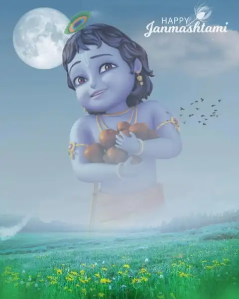 Krishna Janmashtami Full Moon HD  Editing Background