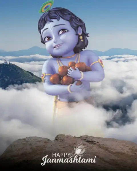 Krishna Janmashtami Mountain Cloud Editing Background