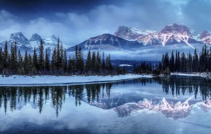 Lake Winter Forest Background HD Images Free