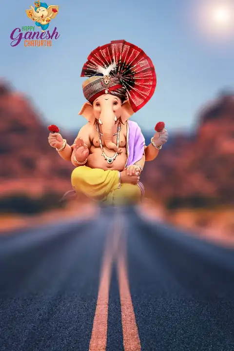 Lord Ganesha Ji Road Blur  Editing Background Full HD Download