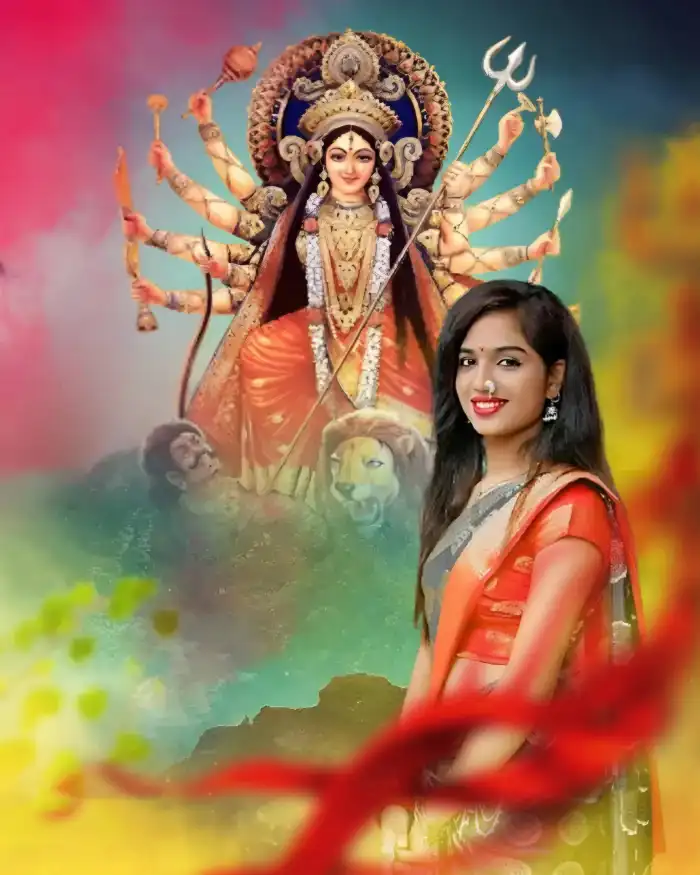 Maa Durga Devi Navratri Editing With Girl Background HD Images