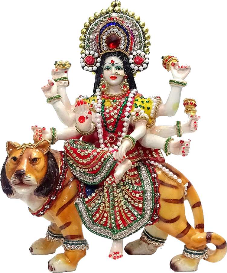 Maa Durga Devil Sitting On Tiger PNG Images Download