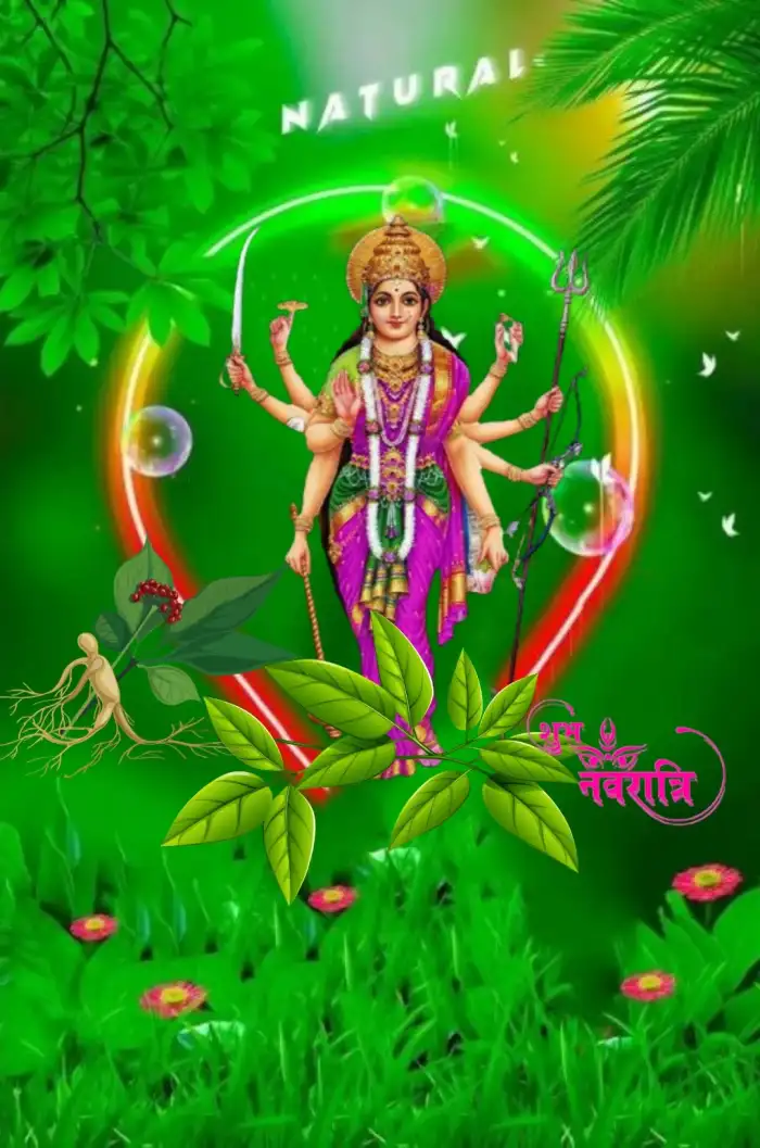 Maa Durga Green Nature Navratri Editing Background