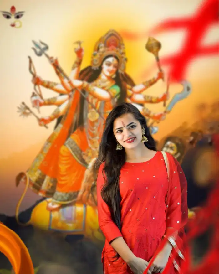 Maa Durga Navratri CB Editing With Girl Background HD Images