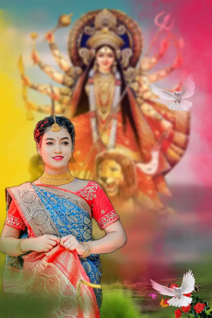 Maa Durga Navratri Cute Girl CB Editing Background