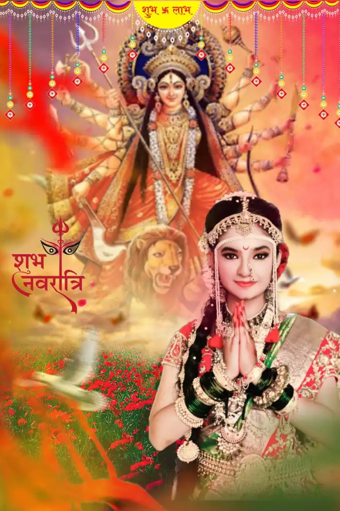 Maa Durga Navratri Editing Background  With Girl